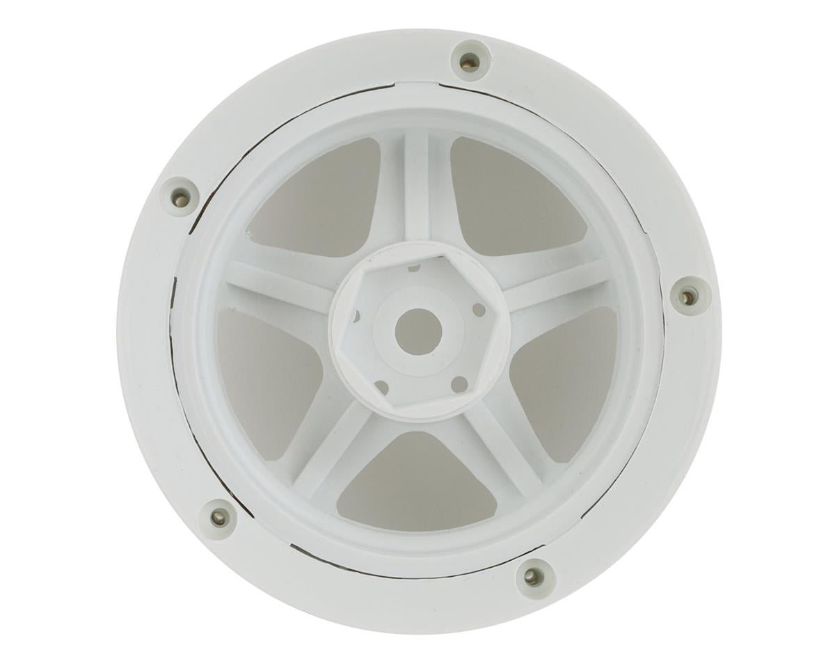 DS Racing Drift Element 5 Spoke Drift Wheels (Triple White w/Silver Rivets) (2)