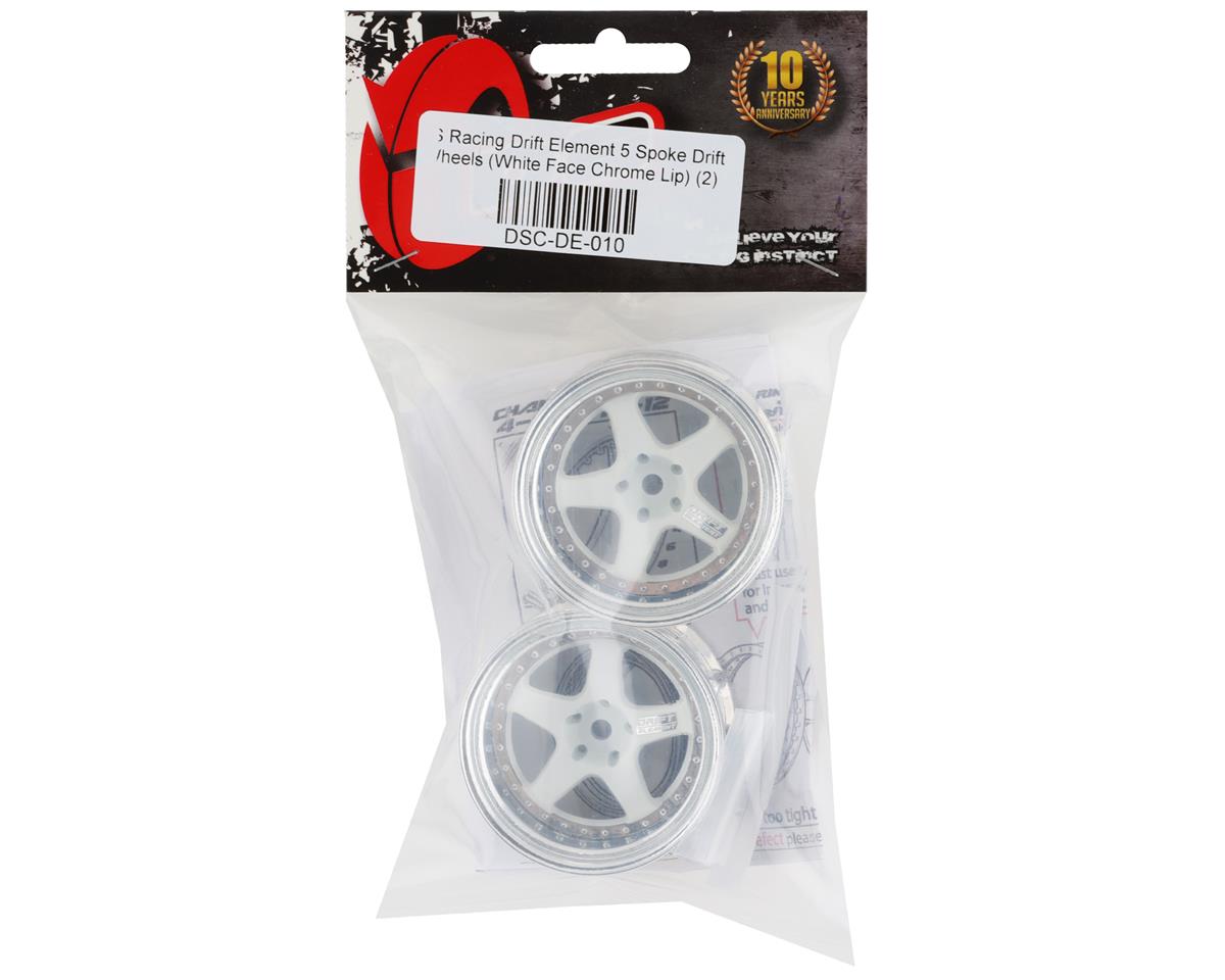 DS Racing Drift Element 5 Spoke Drift Wheels (White & Chrome) (2)