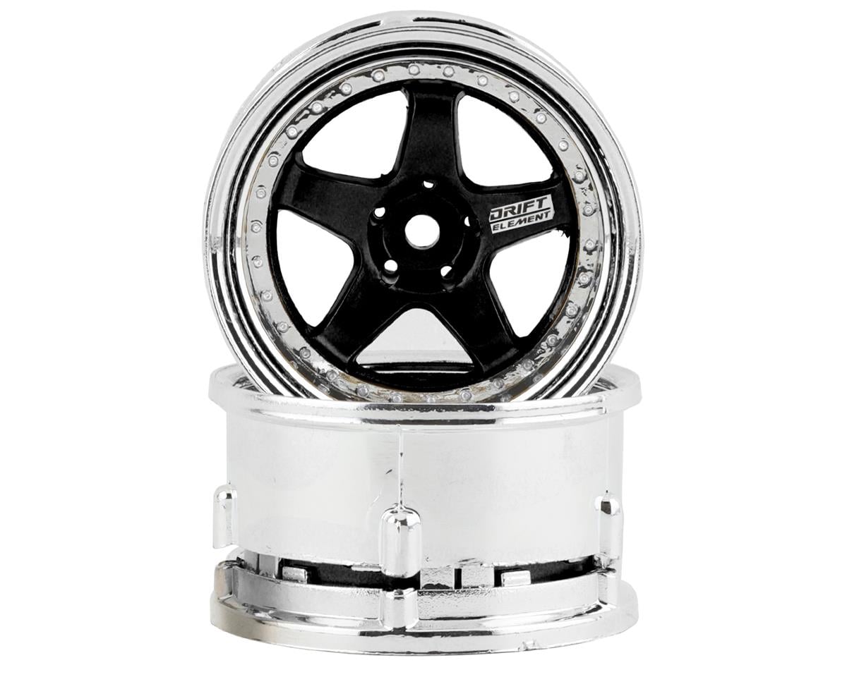 DS Racing Drift Element 5 Spoke Drift Wheels (Black & Chrome) (2)