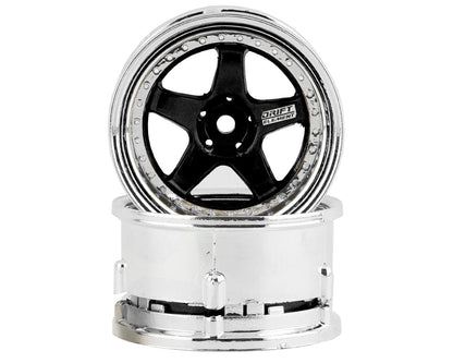 DS Racing Drift Element 5 Spoke Drift Wheels (Black & Chrome) (2)