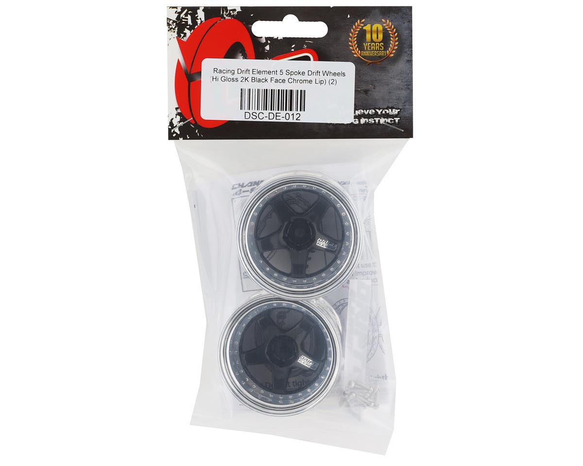 DS Racing Drift Element 5 Spoke Drift Wheels (Black & Chrome) (2)