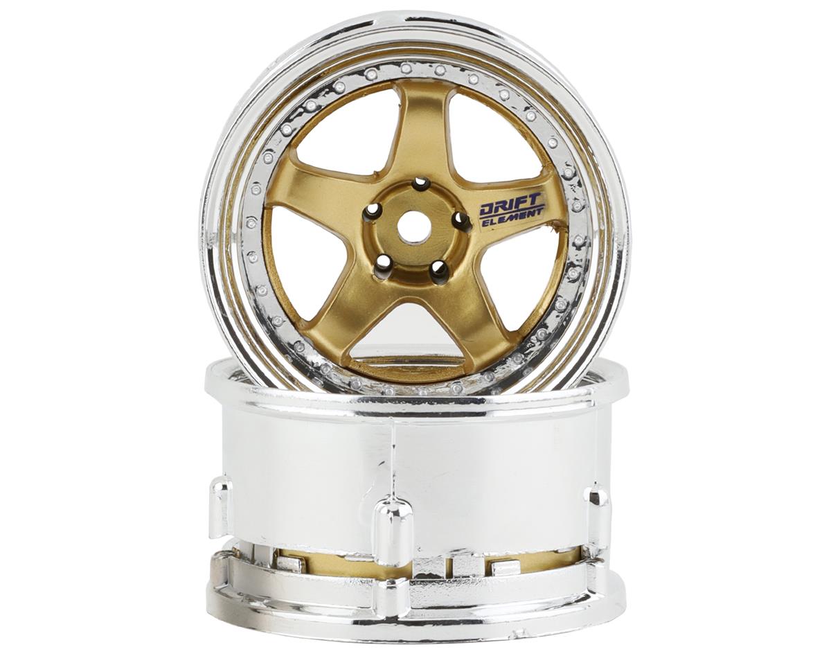 DS Racing Drift Element 5 Spoke Drift Wheels (Gold & Chrome) (2)