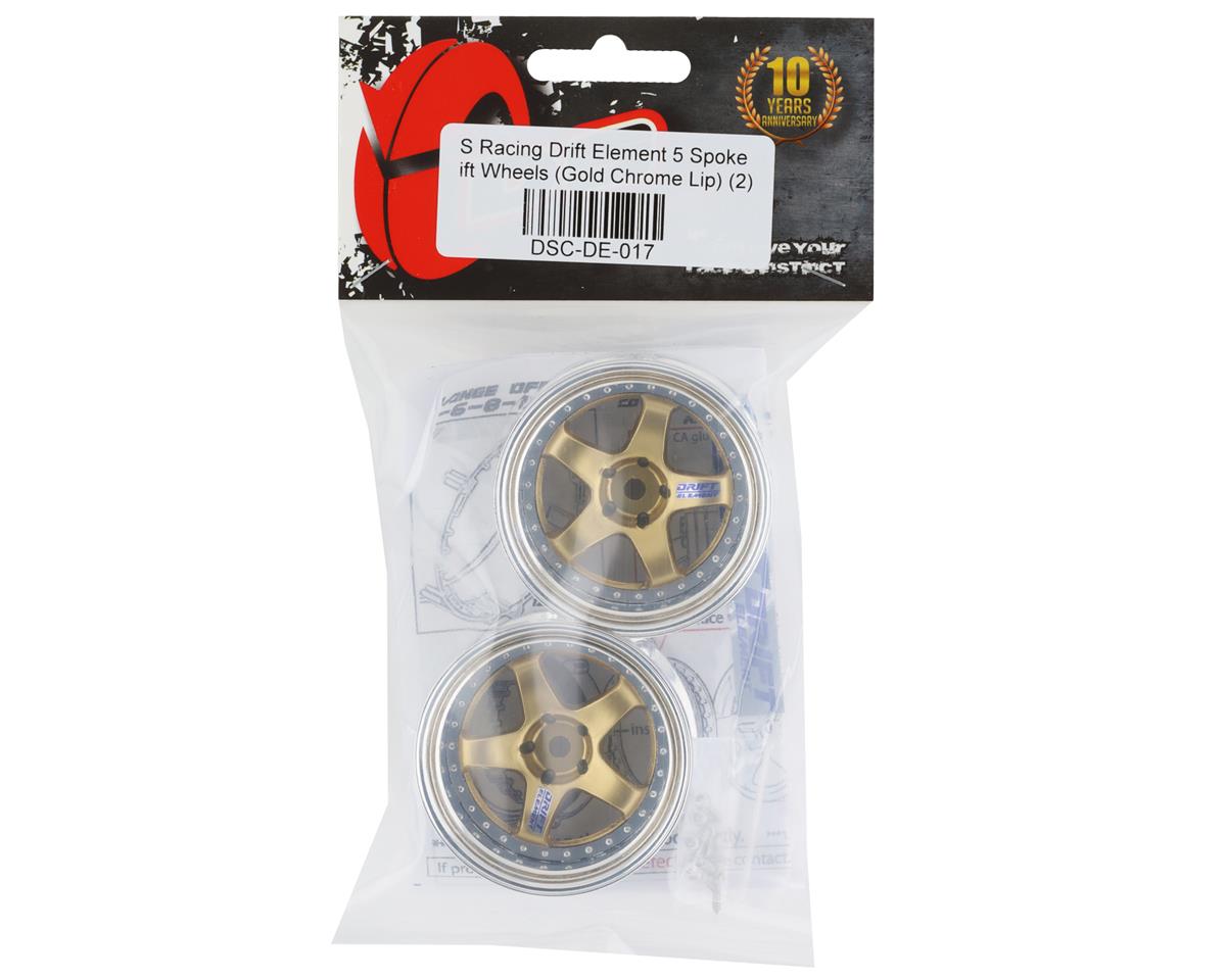 DS Racing Drift Element 5 Spoke Drift Wheels (Gold & Chrome) (2)