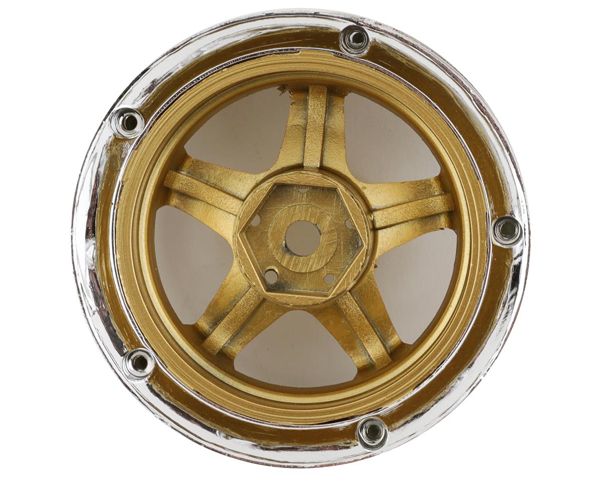 DS Racing Drift Element 5 Spoke Drift Wheels (Gold & Chrome w/Gold Rivets) (2)