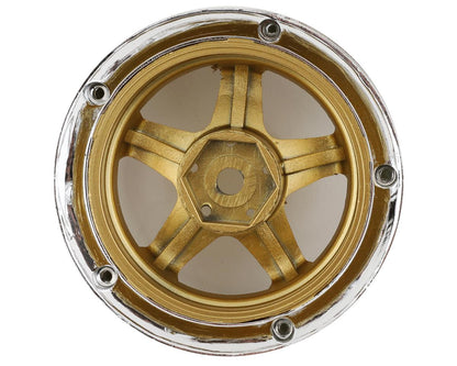 DS Racing Drift Element 5 Spoke Drift Wheels (Gold & Chrome w/Gold Rivets) (2)