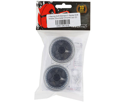 DS Racing Drift Element 5 Spoke Drift Wheels (Gunmetal & Chrome) (2)