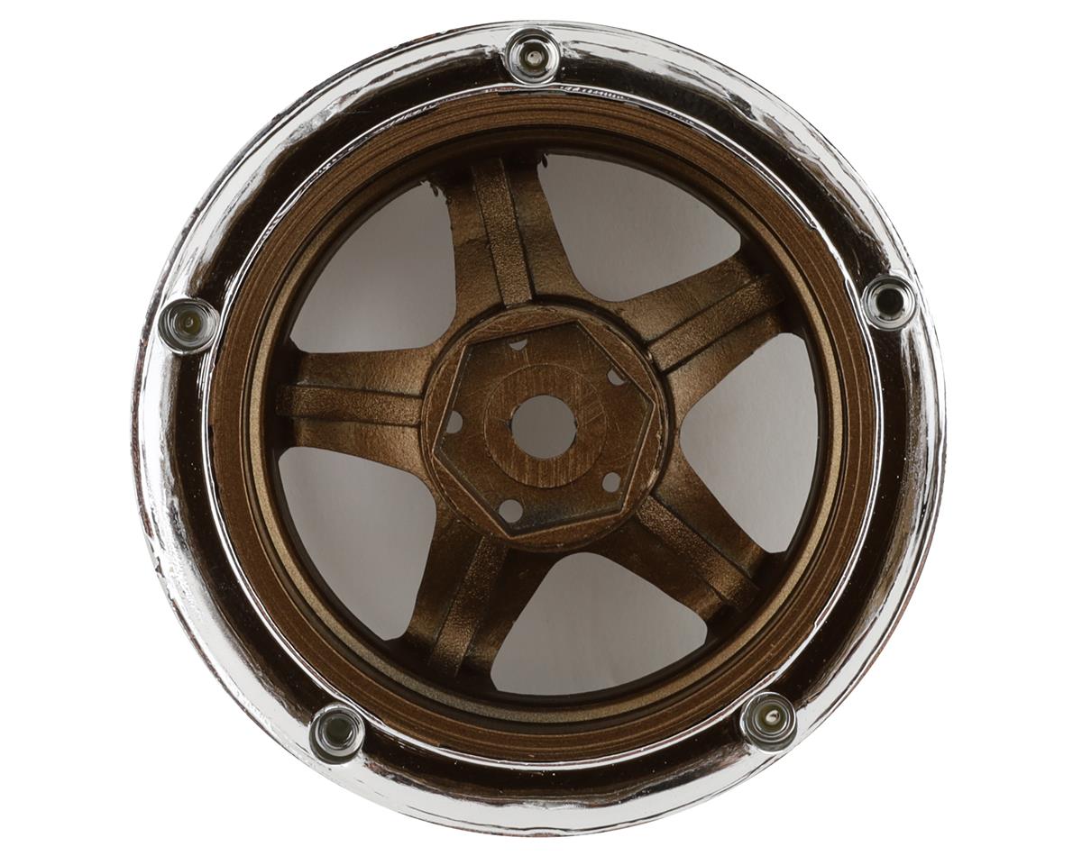DS Racing Drift Element 5 Spoke Drift Wheels (Bronze & Chrome w/Gold Rivets) (2)