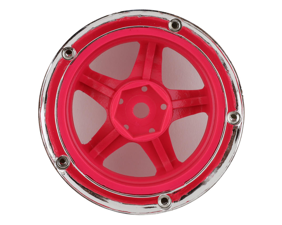 DS Racing Drift Element 5 Spoke Drift Wheels (Pink Face/Chrome Lip/Black Rivets)