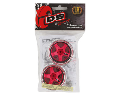 DS Racing Drift Element 5 Spoke Drift Wheels (Pink Face/Chrome Lip/Black Rivets)