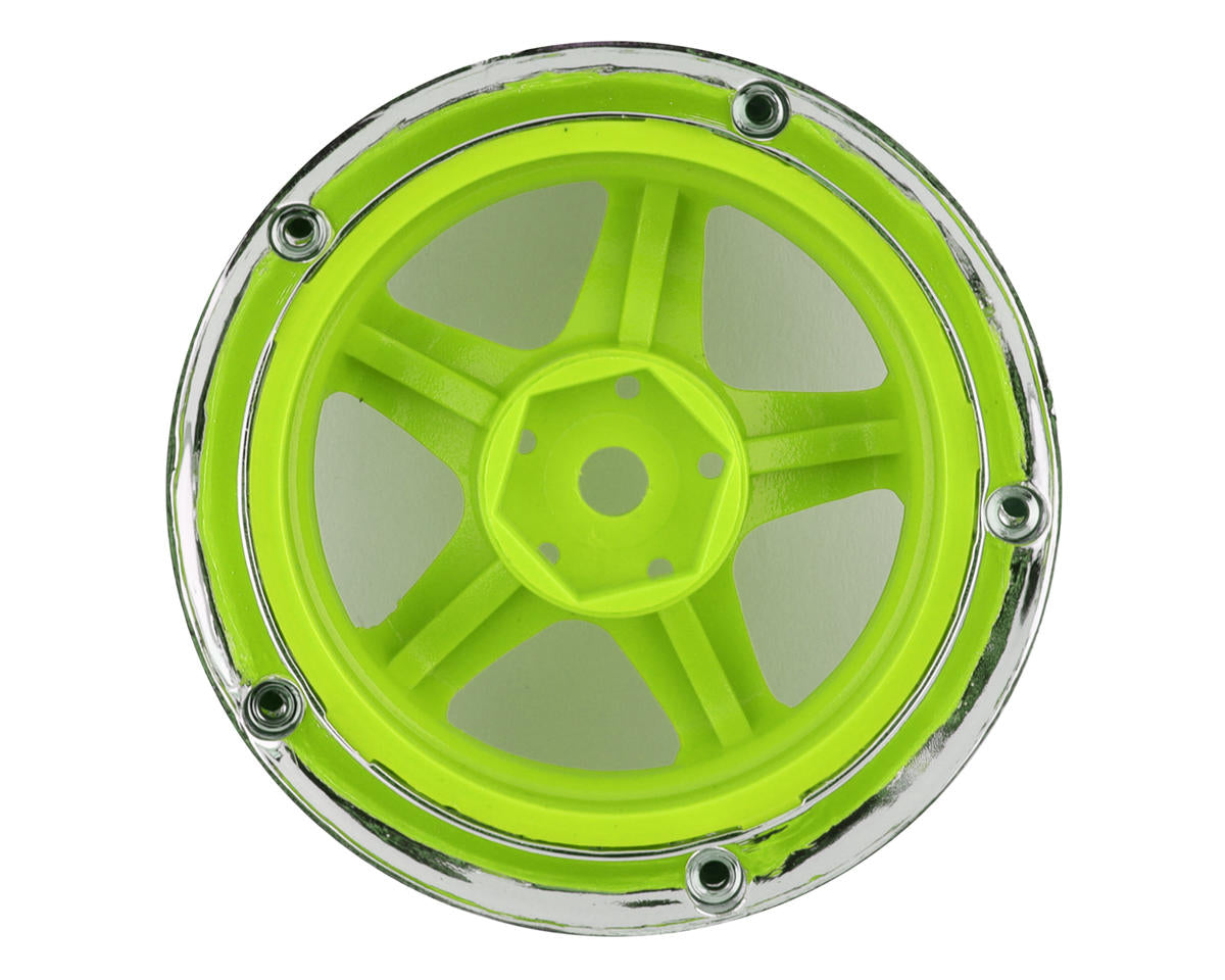 DS Racing Drift Element 5 Spoke Drift Wheel (Green Face/Chrome Lip/Chrome Rivet)