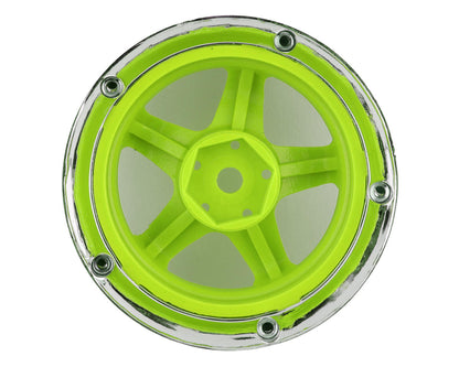 DS Racing Drift Element 5 Spoke Drift Wheel (Green Face/Chrome Lip/Chrome Rivet)