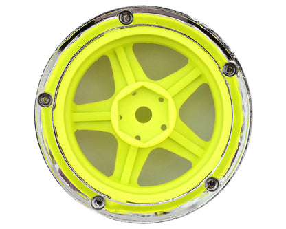 DS Racing Drift Element 5 Spoke Drift Wheels (Flu Yellow/Chrome Lip/Black Rivet)