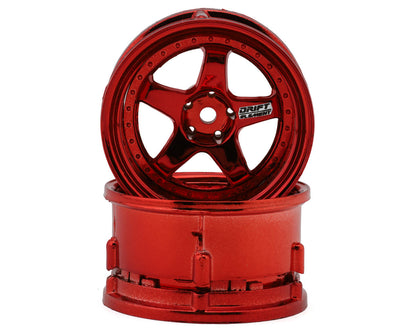 DS Racing Drift Element 5 Spoke Drift Wheels (Red Chrome) (2)