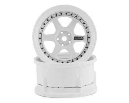 DS Racing Drift Element 6 Spoke Drift Wheels (Triple White w/Black Rivets) (2)