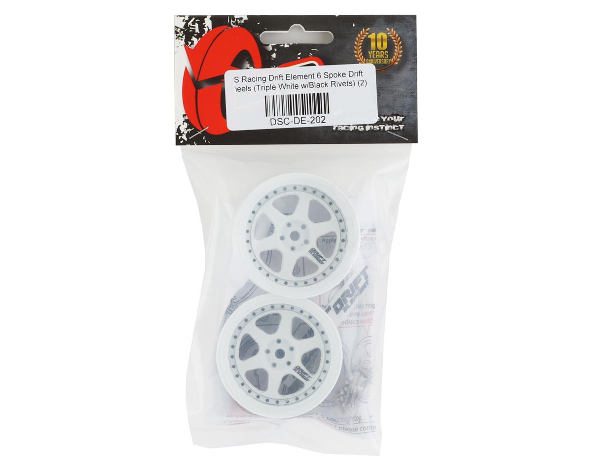 DS Racing Drift Element 6 Spoke Drift Wheels (Triple White w/Black Rivets) (2)