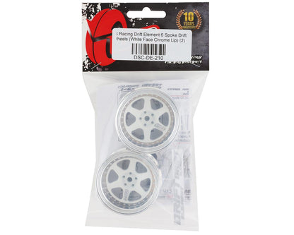 DS Racing Drift Element 6 Spoke Drift Wheels (White & Chrome) (2)