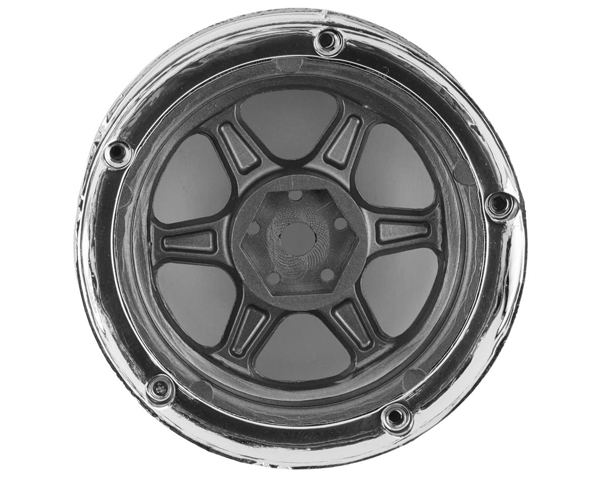 DS Racing Drift Element 6 Spoke Drift Wheels (Black & Chrome w/Black Rivets) (2)
