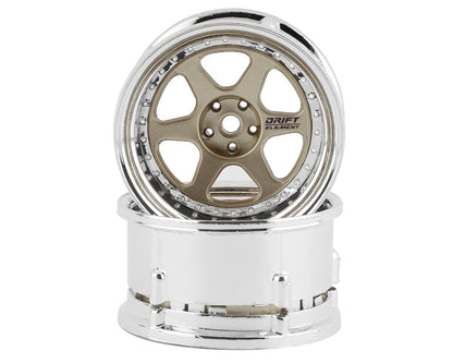 DS Racing Drift Element 6 Spoke Drift Wheels (Gold & Chrome) (2)