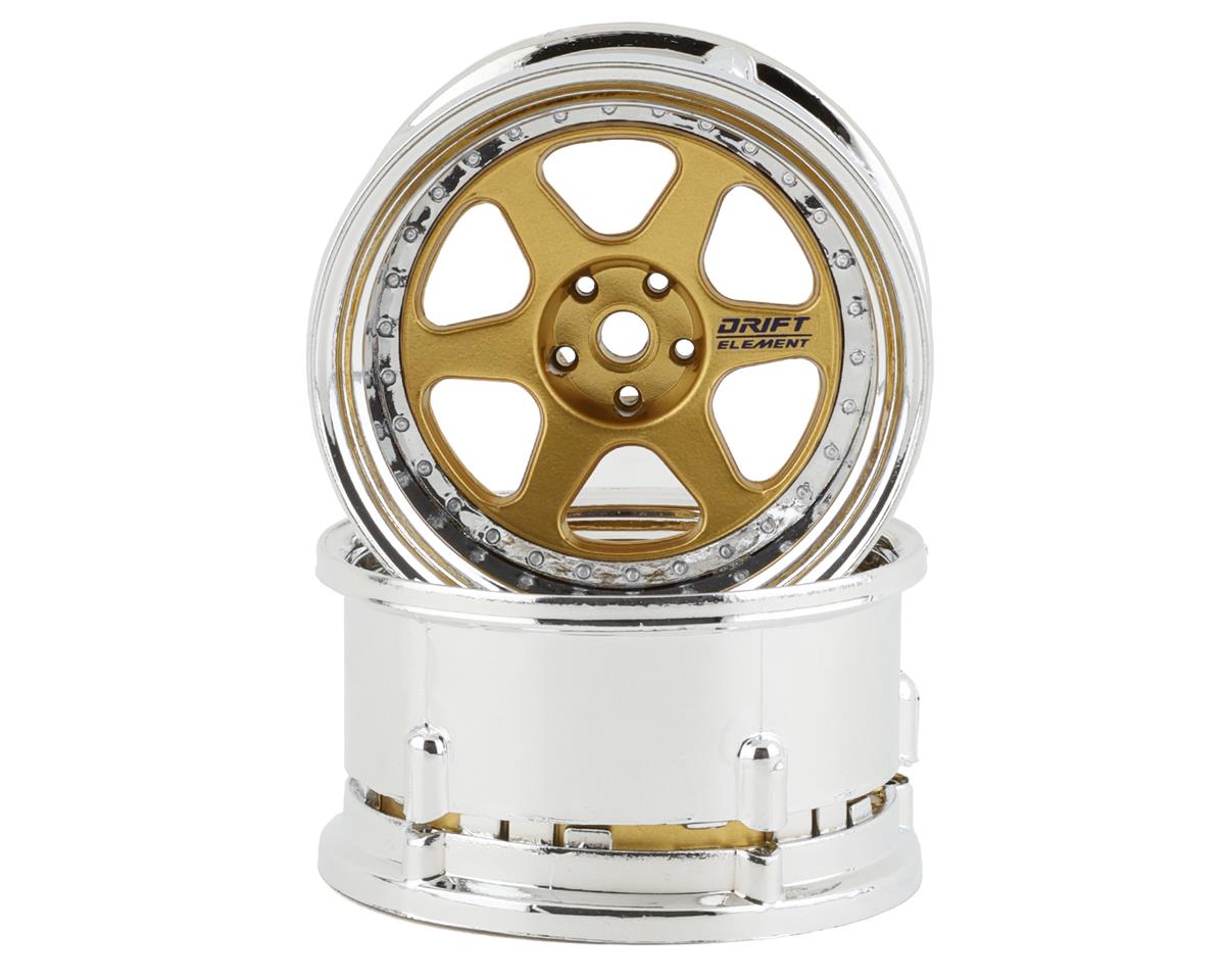 DS Racing Drift Element 6 Spoke Drift Wheels (Gold & Chrome) (2)