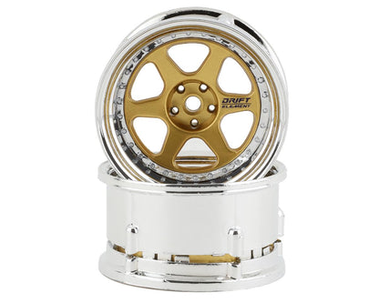 DS Racing Drift Element 6 Spoke Drift Wheels (Gold & Chrome) (2)