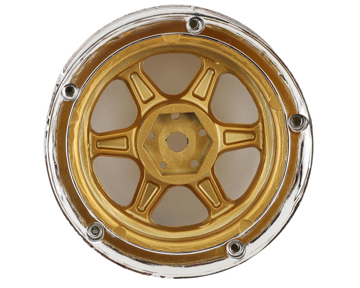 DS Racing Drift Element 6 Spoke Drift Wheels (Gold & Chrome w/Gold Rivets) (2)