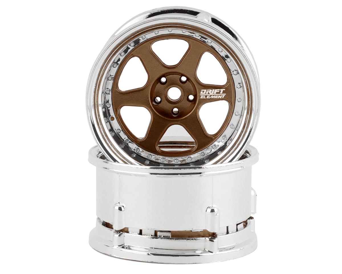 DS Racing Drift Element 6 Spoke Drift Wheels (Bronze & Chrome) (2)