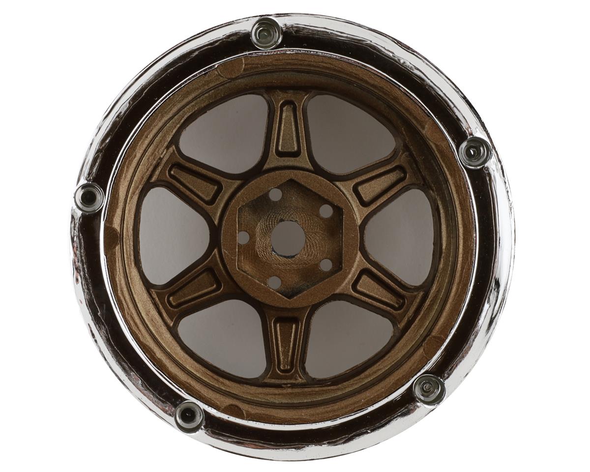 DS Racing Drift Element 6 Spoke Drift Wheels (Bronze & Chrome w/Gold Rivets) (2)