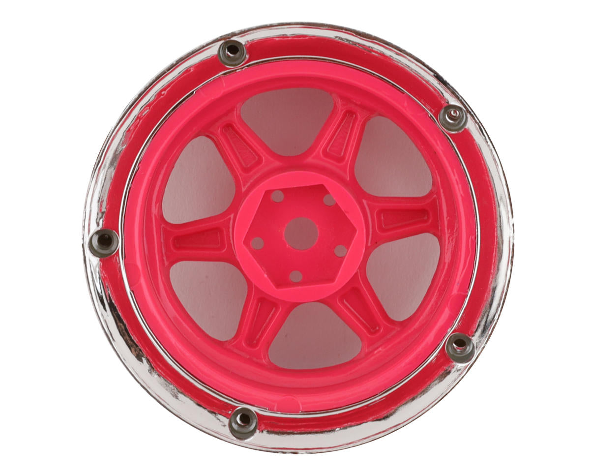 DS Racing Drift Element 6 Spoke Drift Wheels (Pink Face/Chrome Lip/Black Rivets)