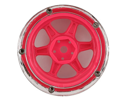 DS Racing Drift Element 6 Spoke Drift Wheels (Pink Face/Chrome Lip/Black Rivets)