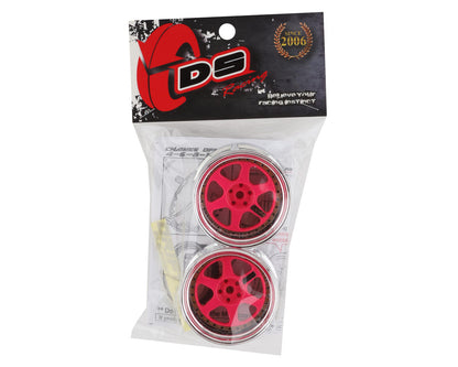 DS Racing Drift Element 6 Spoke Drift Wheels (Pink Face/Chrome Lip/Black Rivets)