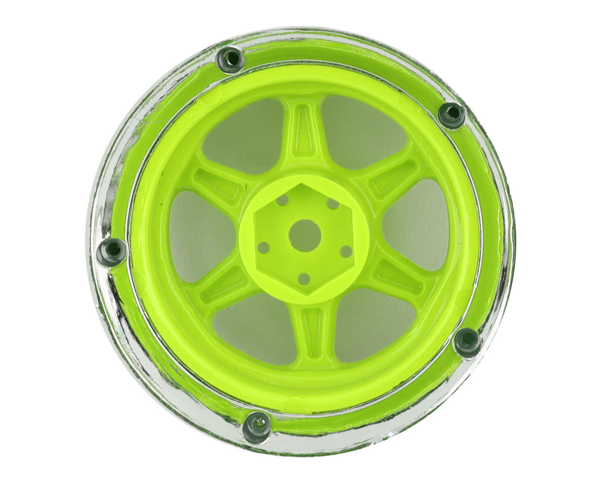 DS Racing Drift Element 6 Spoke Drift Wheel (Green Face/Chrome Lip/Chrome Rivet)