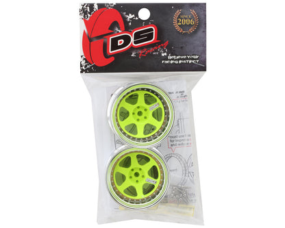 DS Racing Drift Element 6 Spoke Drift Wheel (Green Face/Chrome Lip/Chrome Rivet)