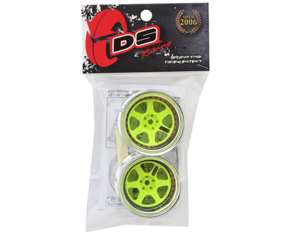 DS Racing Drift Element 6 Spoke Drift Wheel (Green Face/Chrome Lip/Black Rivets)