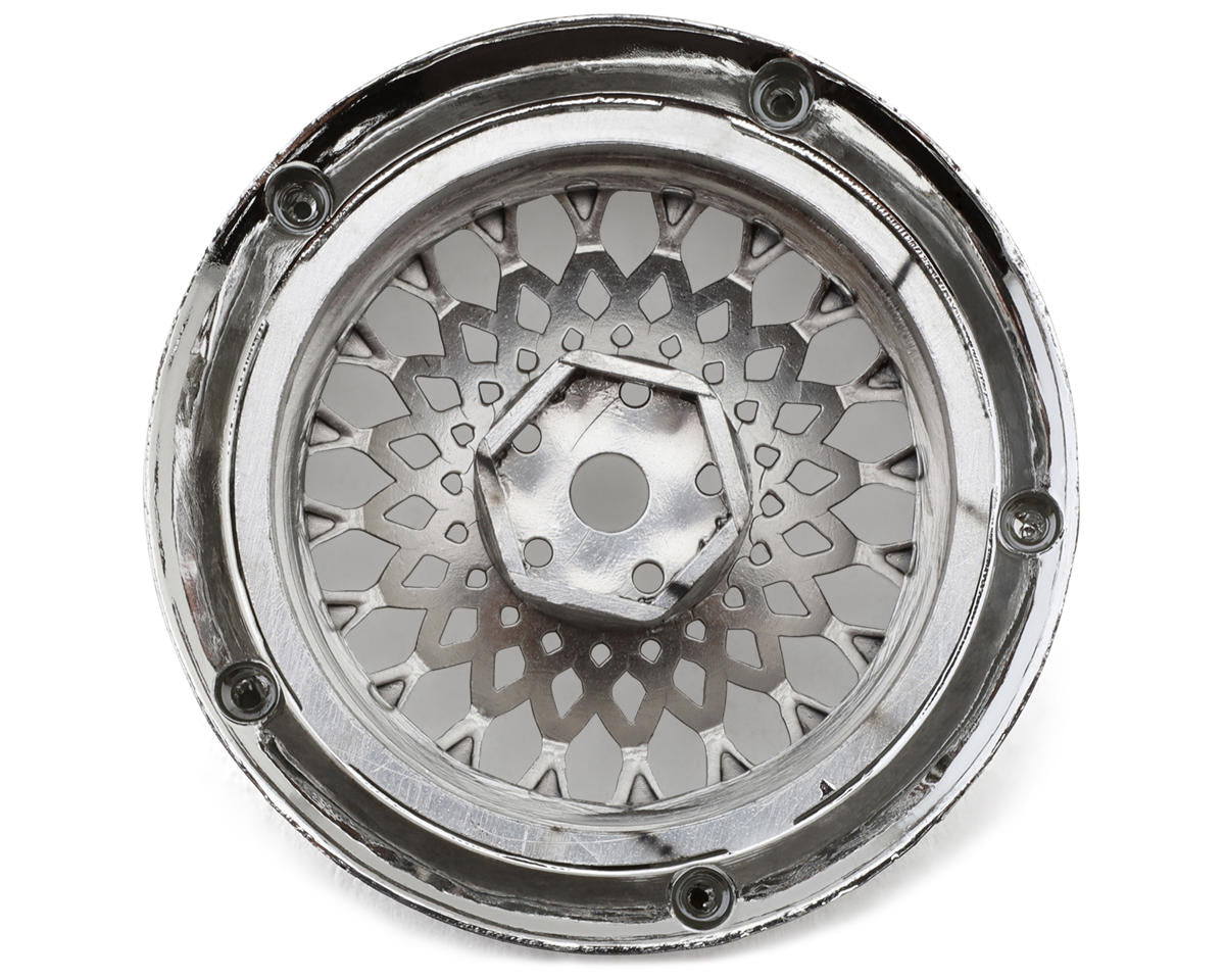 DS Racing Element Mesh 1/10 Drift Wheels (Tri Chrome w/Gold Rivets) (2)