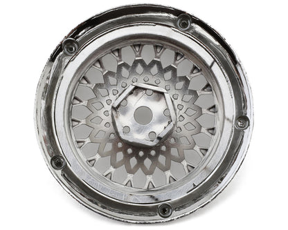 DS Racing Element Mesh 1/10 Drift Wheels (Tri Chrome w/Gold Rivets) (2)