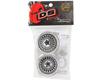 DS Racing Element Mesh 1/10 Drift Wheels (Tri Chrome w/Gold Rivets) (2)