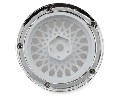 DS Racing Element Mesh 1/10 Drift Wheels (White w/Chrome Lip & Gold Rivets)
