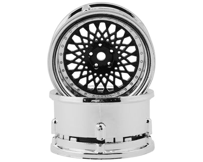 DS Racing Element Mesh 1/10 Drift Wheels (Black w/Chrome Lip) (2)