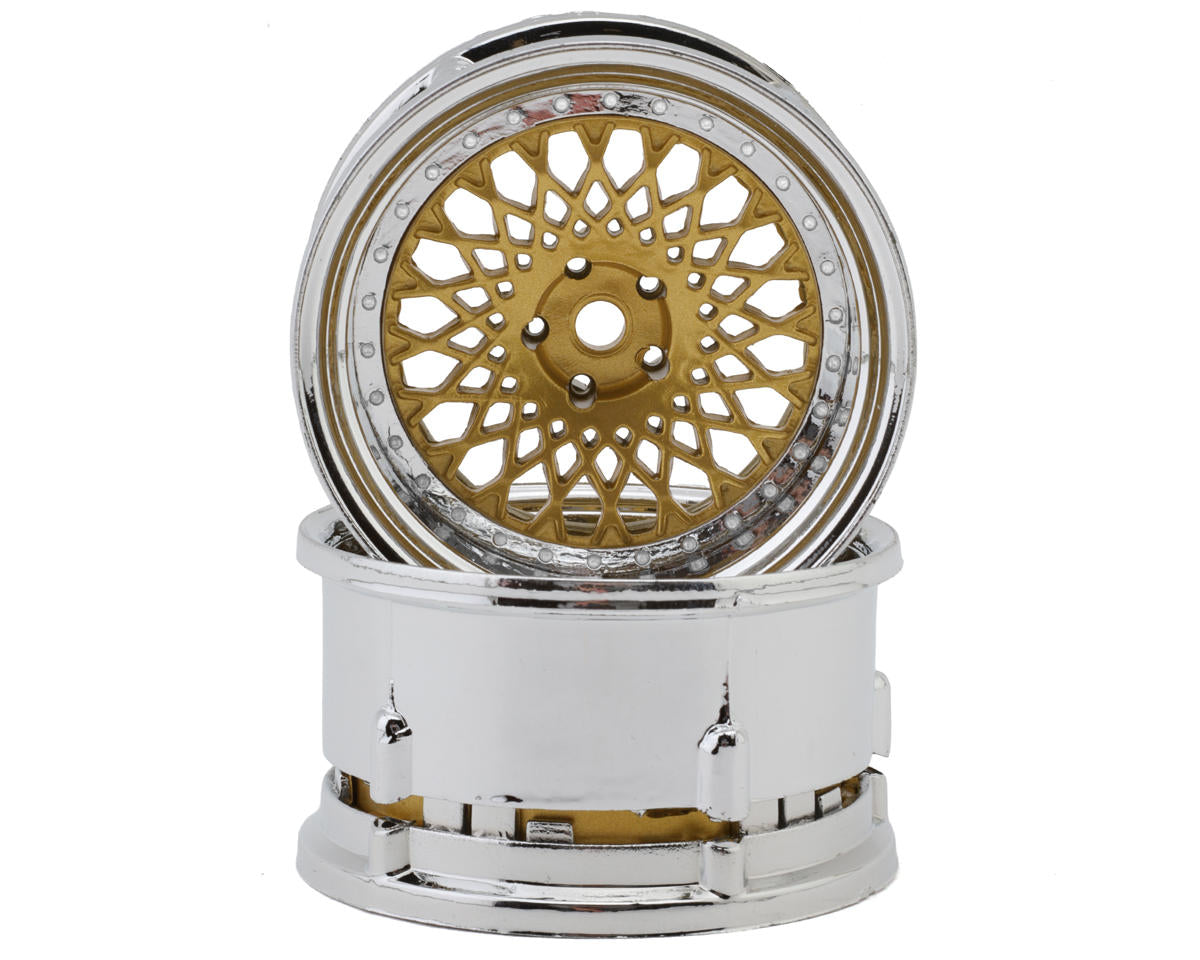 DS Racing Element Mesh 1/10 Drift Wheels (Gold w/Chrome Lip)