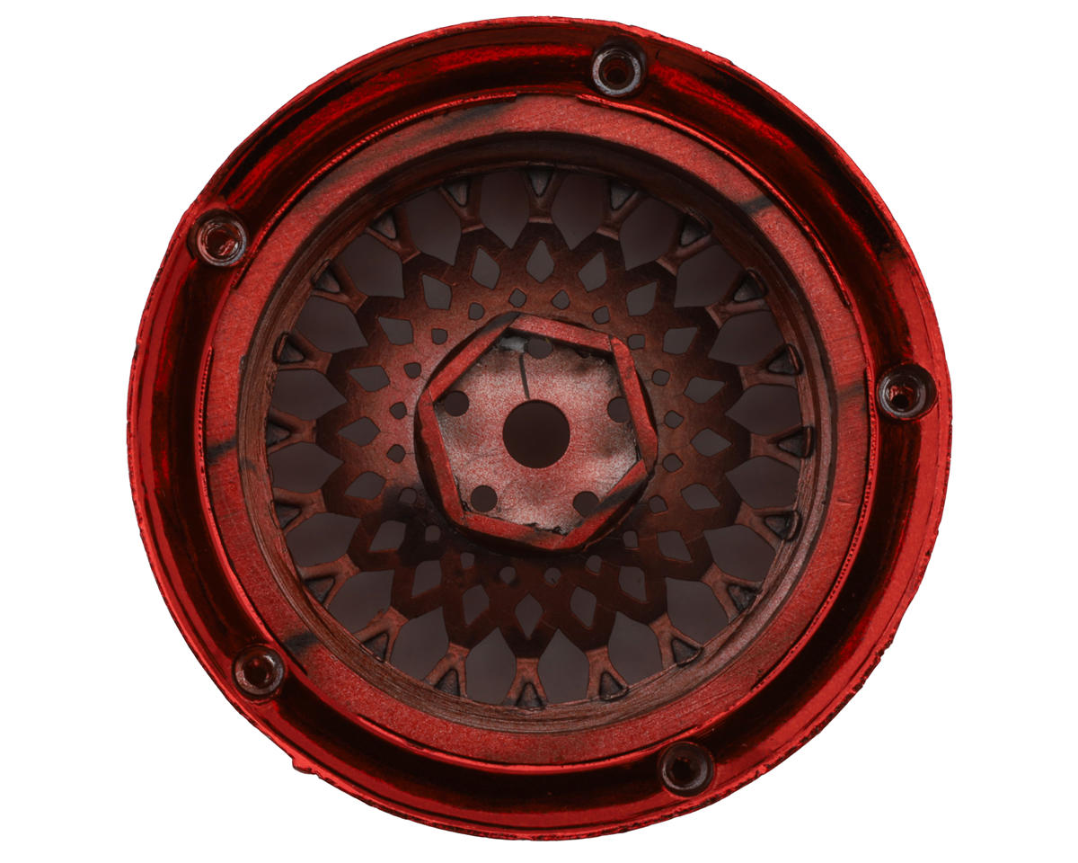 DS Racing Element Mesh 1/10 Drift Wheels (Red Chrome) (2) (Adjustable Offset)