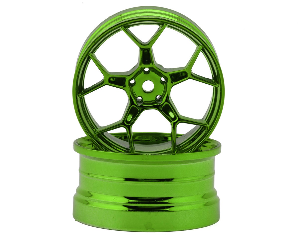 DS Racing Feathery Split Spoke Drift Wheels (Green Hi Gloss) (2) (6mm Offset)