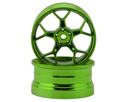 DS Racing Feathery Split Spoke Drift Wheels (Green Hi Gloss) (2) (6mm Offset)