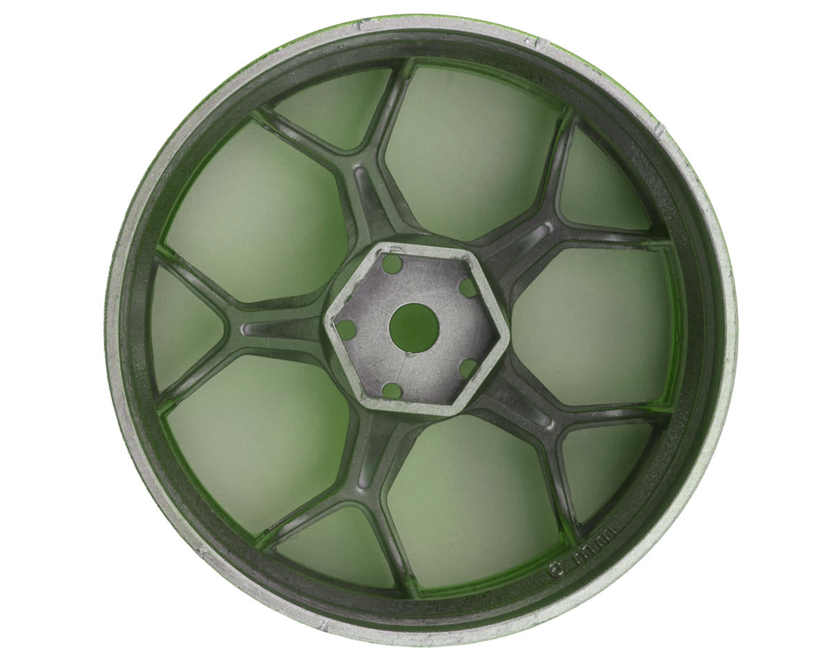 DS Racing Feathery Split Spoke Drift Wheels (Green Hi Gloss) (2) (6mm Offset)