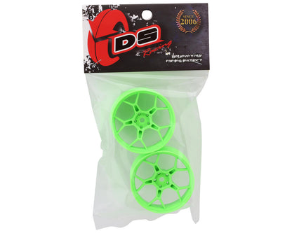 DS Racing Feathery Split Spoke Drift Wheels (Flu Green) (2) (6mm Offset)