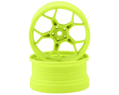 DS Racing Feathery Split Spoke Drift Wheels (Flu Lime) (2) (6mm Offset)