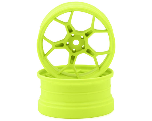 DS Racing Feathery Split Spoke Drift Wheels (Flu Lime) (2) (6mm Offset)