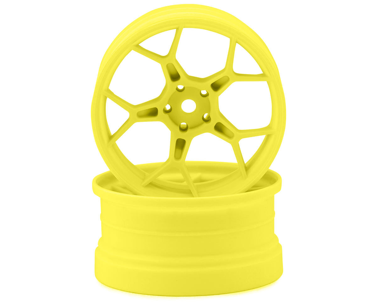 DS Racing Feathery Split Spoke Drift Wheels (Flu Yellow) (2) (6mm Offset)