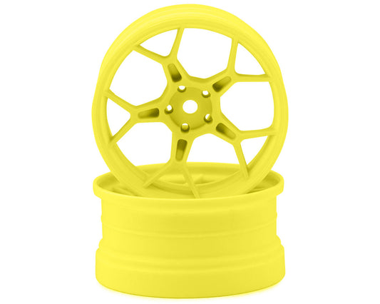 DS Racing Feathery Split Spoke Drift Wheels (Flu Yellow) (2) (6mm Offset)
