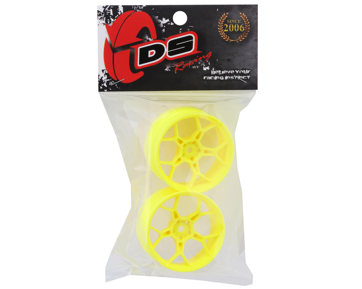 DS Racing Feathery Split Spoke Drift Wheels (Flu Yellow) (2) (6mm Offset)