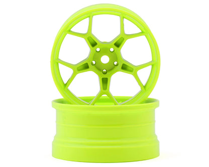 DS Racing Feathery Split Spoke Drift Wheels (Flu Lime) (2) (8mm Offset)